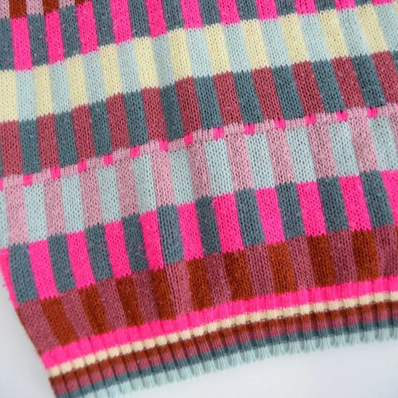 Vintage Coogi-Like Multi-Colour  Rectangular Shapes Knit Mockneck Sweater M - Picture 7 of 12